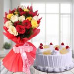 Mixed Roses With Cake
