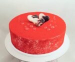 Drizzling Red Velvet Love Cake