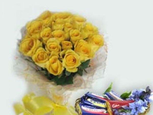 Yellow Roses with Chocolates