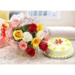 Butterscotch Chips Cake And Red Roses