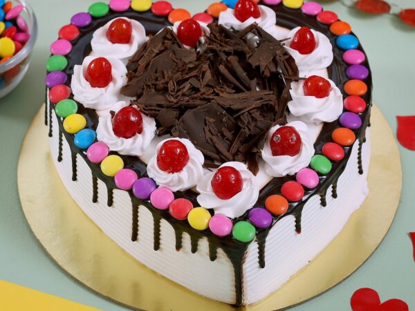 Heart Chocolate Gems Cake