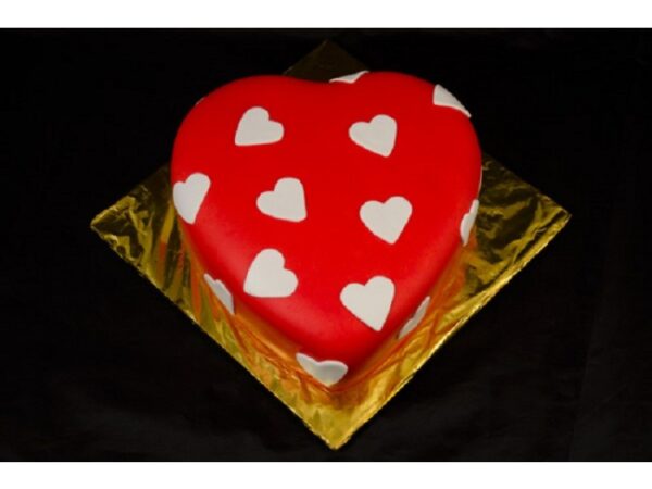 Red Heart Shaped Romantic Fondant 1 KG Cake