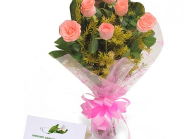 Pink Roses N Greeting Card