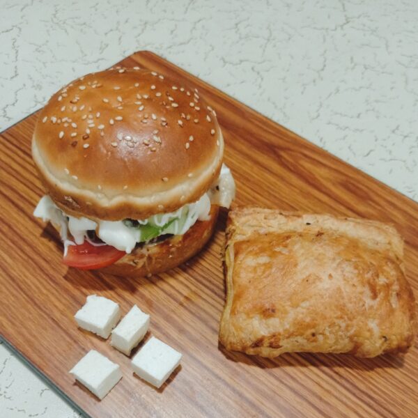 Paneer Pattis and Veg Burger