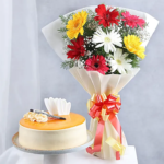 Butterscotch Cake Gerberas Combo